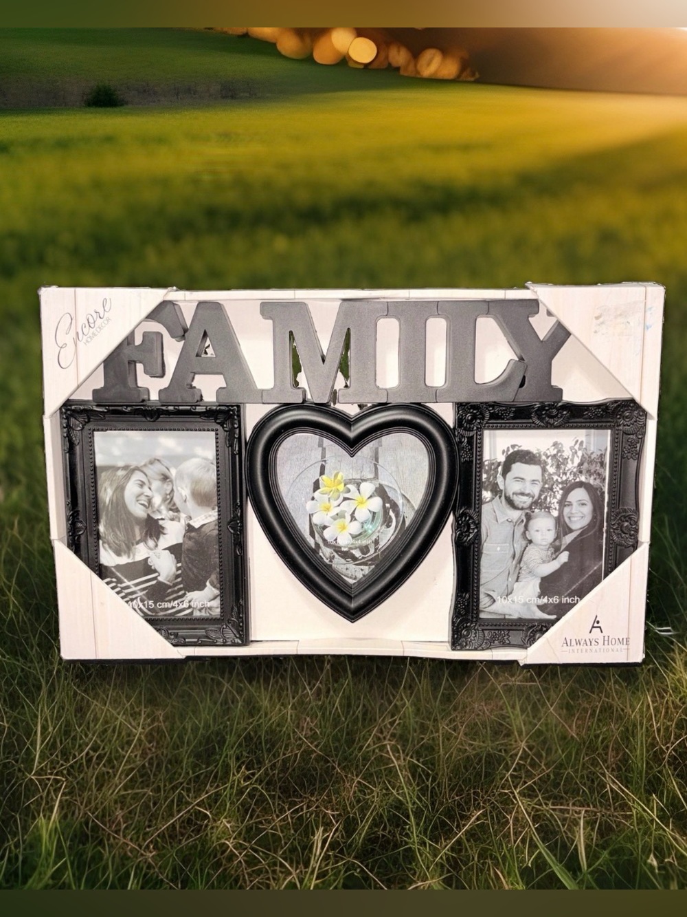 Always Home International Black Family Wall Collage Frame 3 Openings 16.5x10in